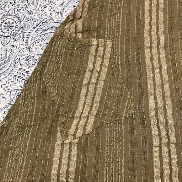 boho 100% cotton green /gold tunic dress/top - one pocket - size 'one size' - Picture 5 of 8